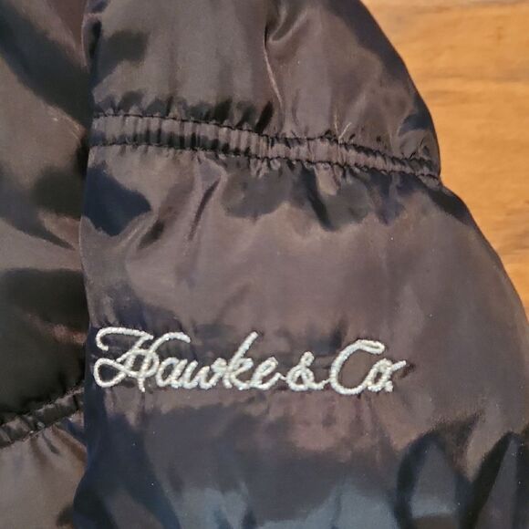 Black Puffer Jacket Girls Size 14 with Faux Fur Hood By Hawke & Co. - Picture 3 of 8